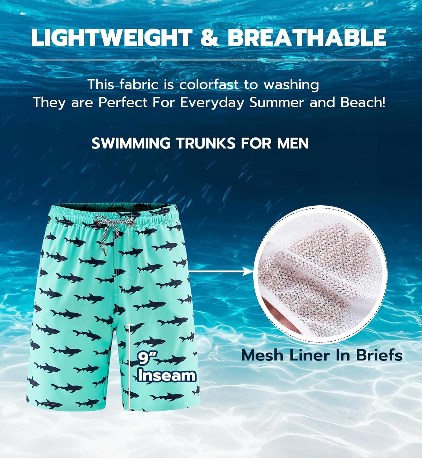 APTRO Men's Swim Trunks 9" Quick Dry Bathing Suit Big & Tall Beach Swimsuits - Image 5